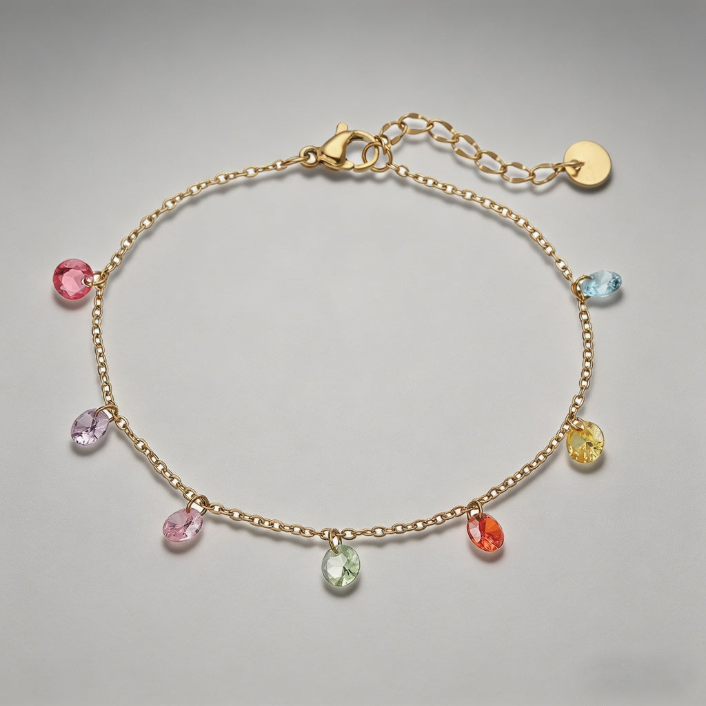 Colorful Zircon Stainless Stee - Shopdayla Wholesale - #5346
