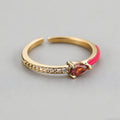 Colorful Enamel Pear CZ Open R - Shopdayla Wholesale - #0354