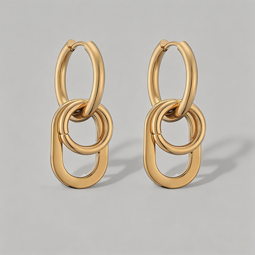 Dual Interlocking Hoop Earring - Shopdayla Wholesale - #8690