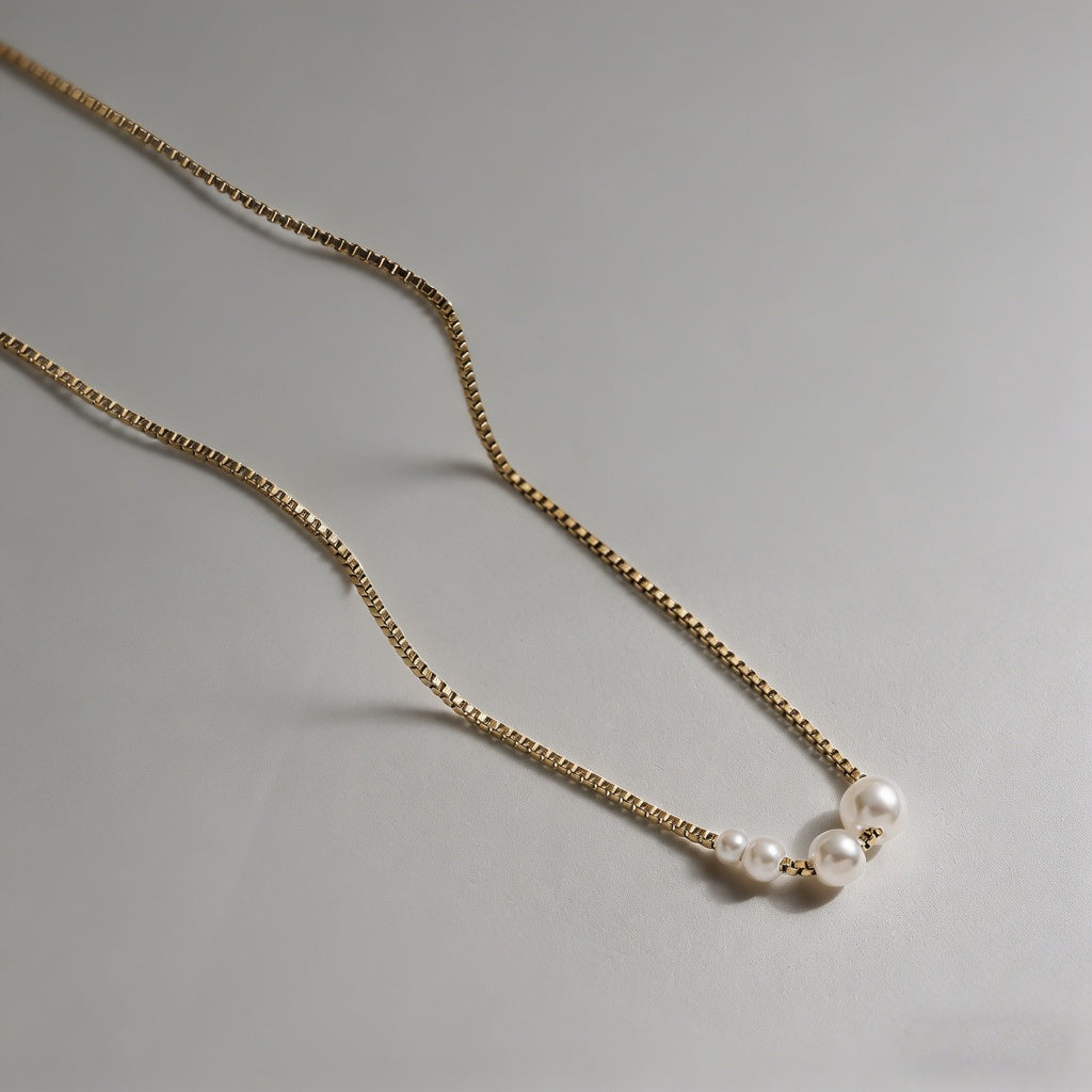 Pearl 18K Gold Plated Stainles - Shopdayla Wholesale - #6770