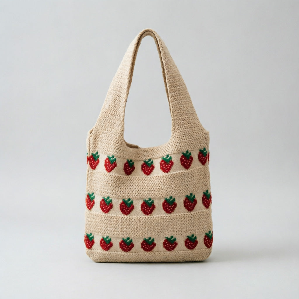 Strawberry Pattern Knitted Tot - Shopdayla Wholesale - #2738