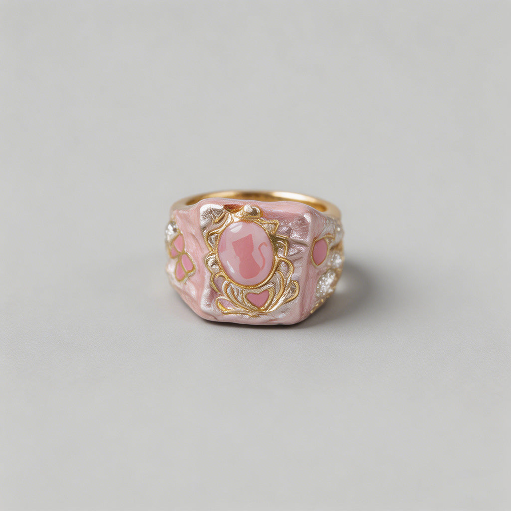 Pink Enamel Mother-of-Pearl He - Shopdayla Wholesale - #1314