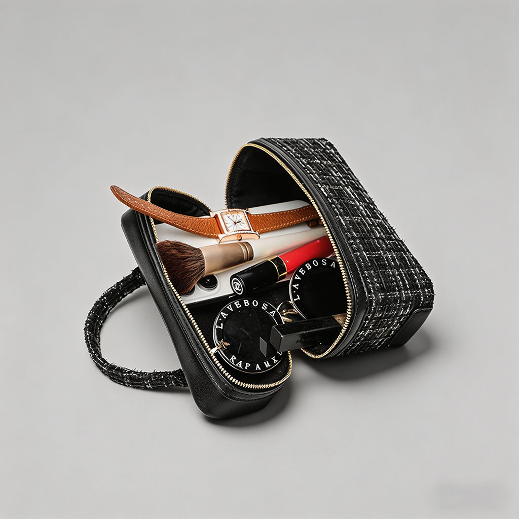 Tweed Boxy Handle  Bag - Shopdayla Wholesale - #7618