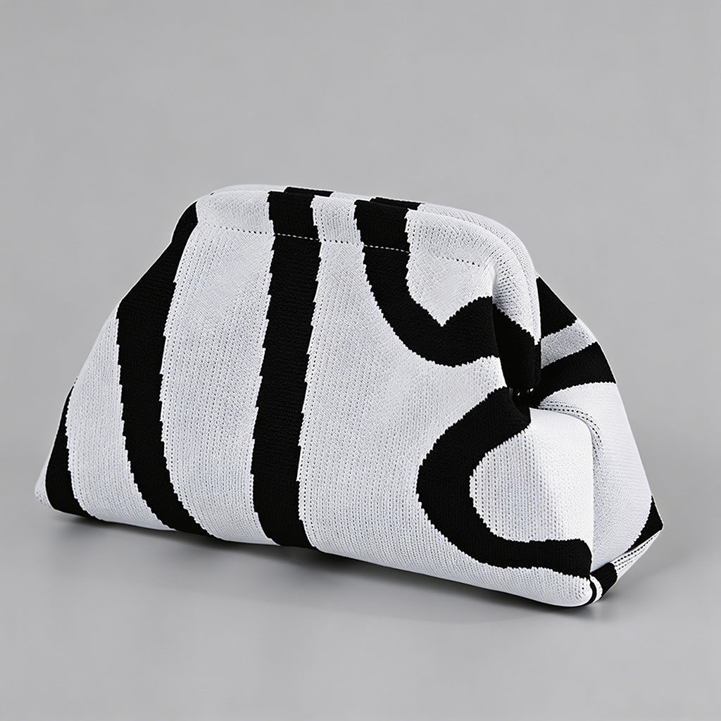 Block Striped Knit Cloud Bag - Shopdayla Wholesale - #5170