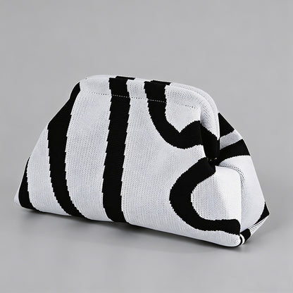 Block Striped Knit Cloud Bag - Shopdayla Wholesale - #5170