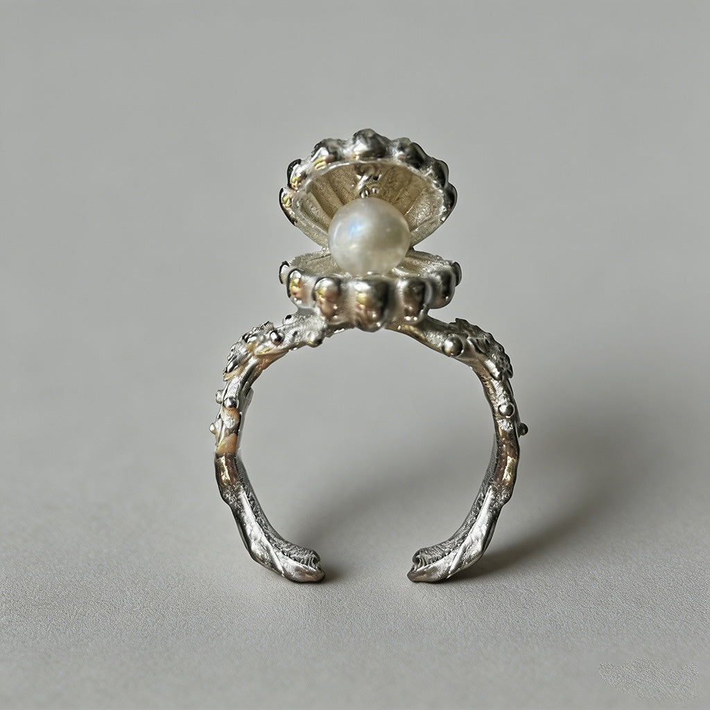 Vintage Shell Pearl Open Ring - Shopdayla Wholesale - #9330