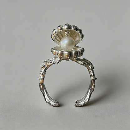 Vintage Shell Pearl Open Ring - Shopdayla Wholesale - #9330