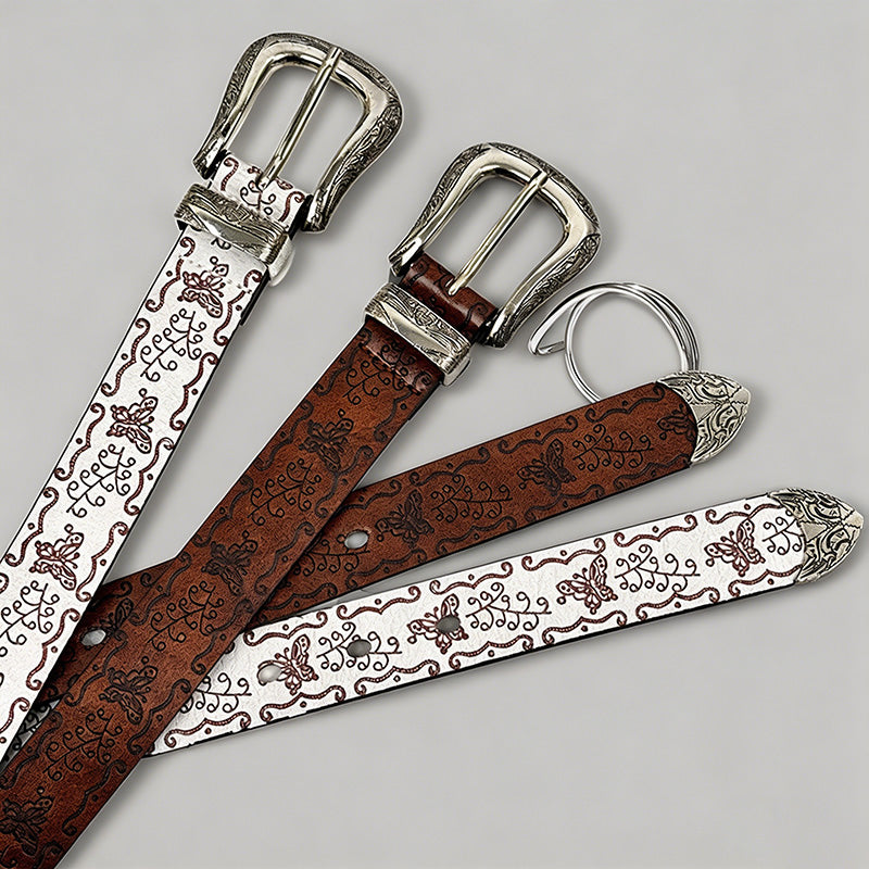 Retro Butterfly Print PU Belt - Shopdayla Wholesale - #5314