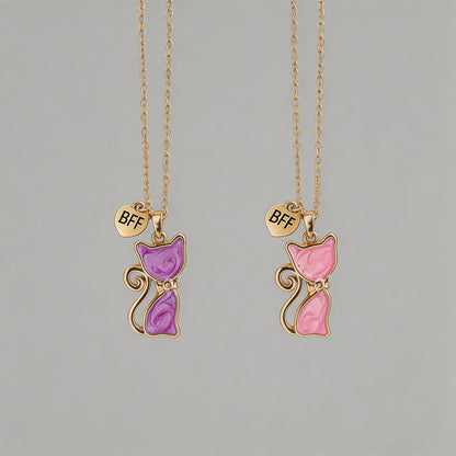 Cute Cat Enamel Necklace Set - Shopdayla Wholesale - #2354