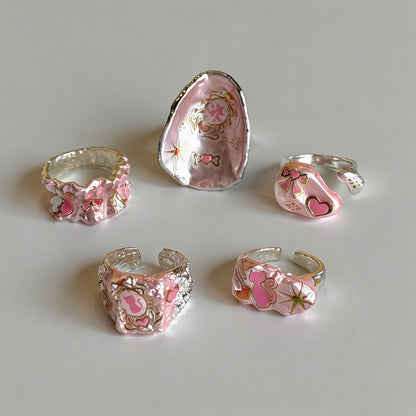 Pink Enamel Mother-of-Pearl He - Shopdayla Wholesale - #7474