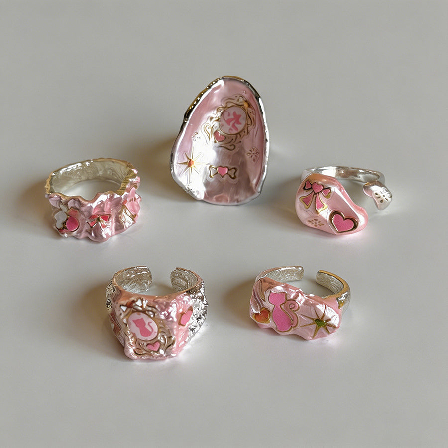 Pink Enamel Mother-of-Pearl He - Shopdayla Wholesale - #7474