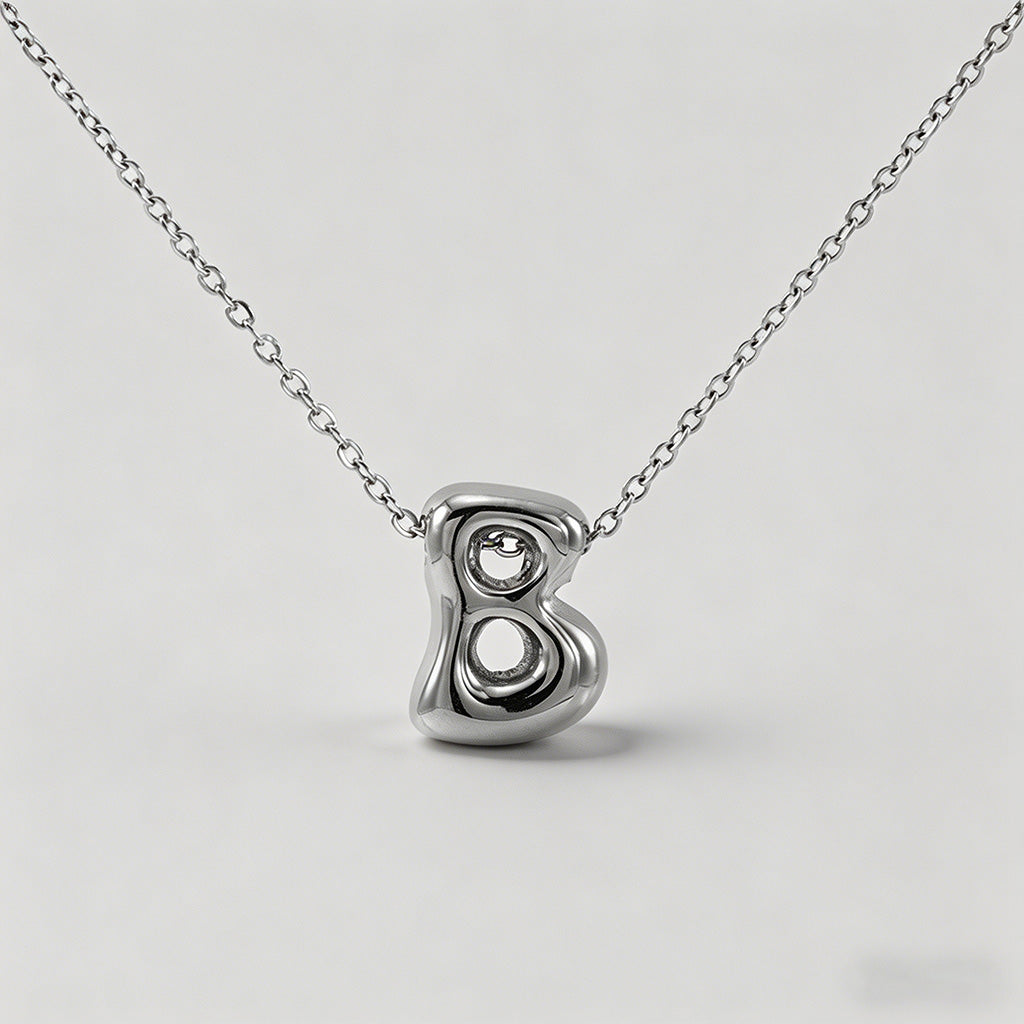 3D Bubble Letter Initial Neckl - Shopdayla Wholesale - #6306