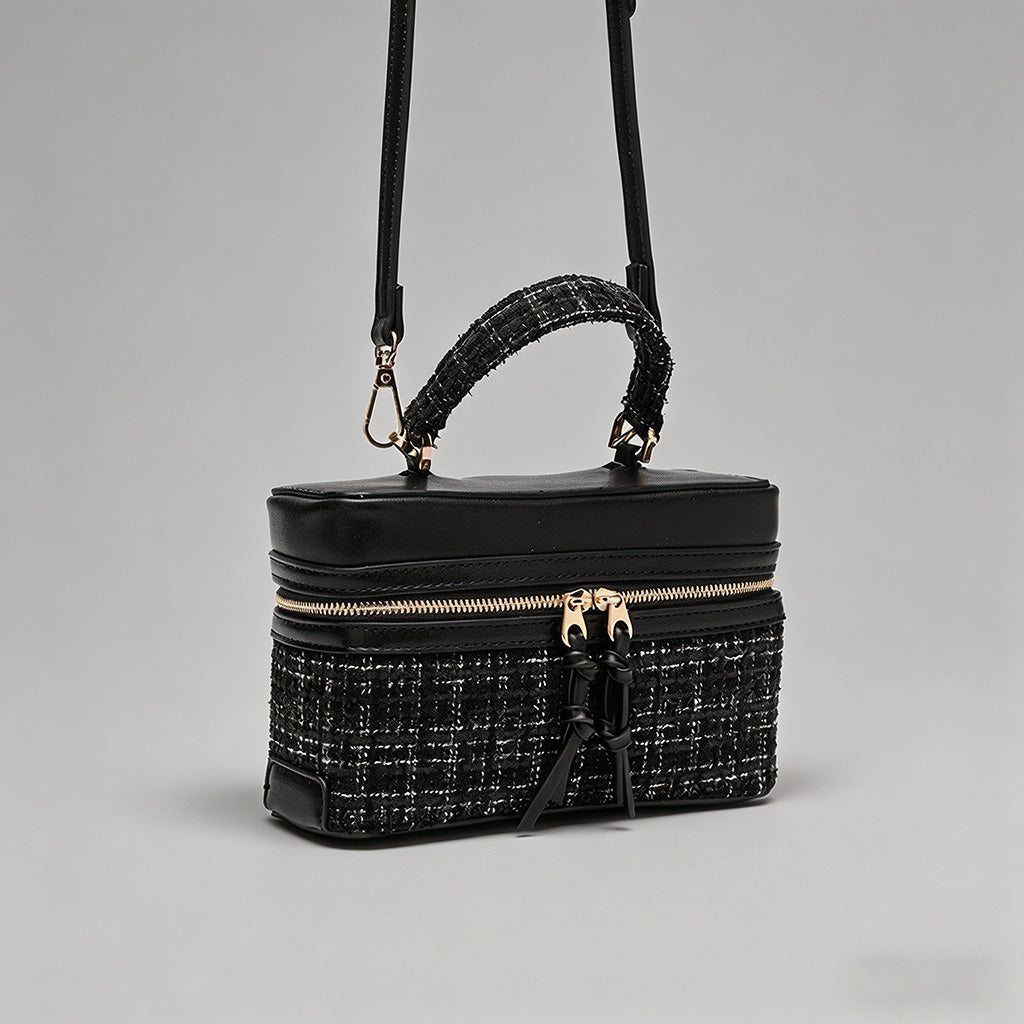Tweed Boxy Handle  Bag - Shopdayla Wholesale - #3154