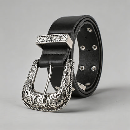 Vintage Engraved Buckle PU Bel - Shopdayla Wholesale - #1218
