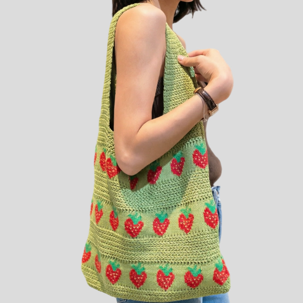 Strawberry Pattern Knitted Tot - Shopdayla Wholesale - #3810