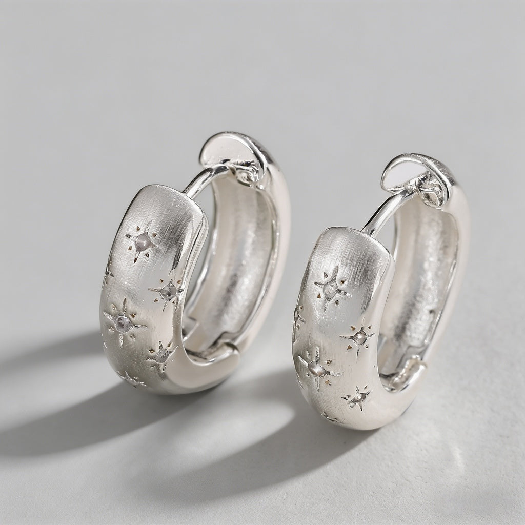 Vintage Starburst Zircon 18K Gold Hoop Earrings