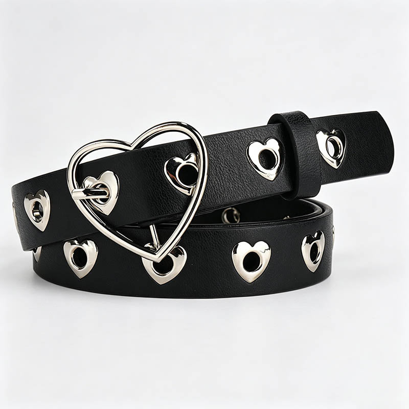 Heart‑Shaped Eyelet Leather Be - Shopdayla Wholesale - #4722
