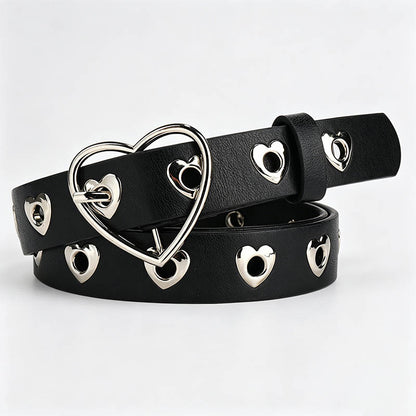 Heart‑Shaped Eyelet Leather Be - Shopdayla Wholesale - #4722