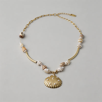 Natural Shell Scallop Pendant - Shopdayla Wholesale - #9394