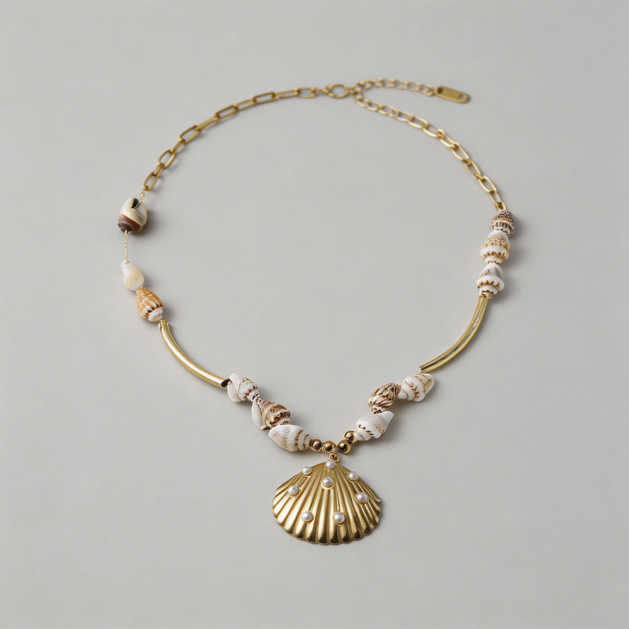 Natural Shell Scallop Pendant - Shopdayla Wholesale - #9394
