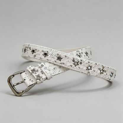 Denim Sequin Star Eyelets Belt - Shopdayla Wholesale - #5970