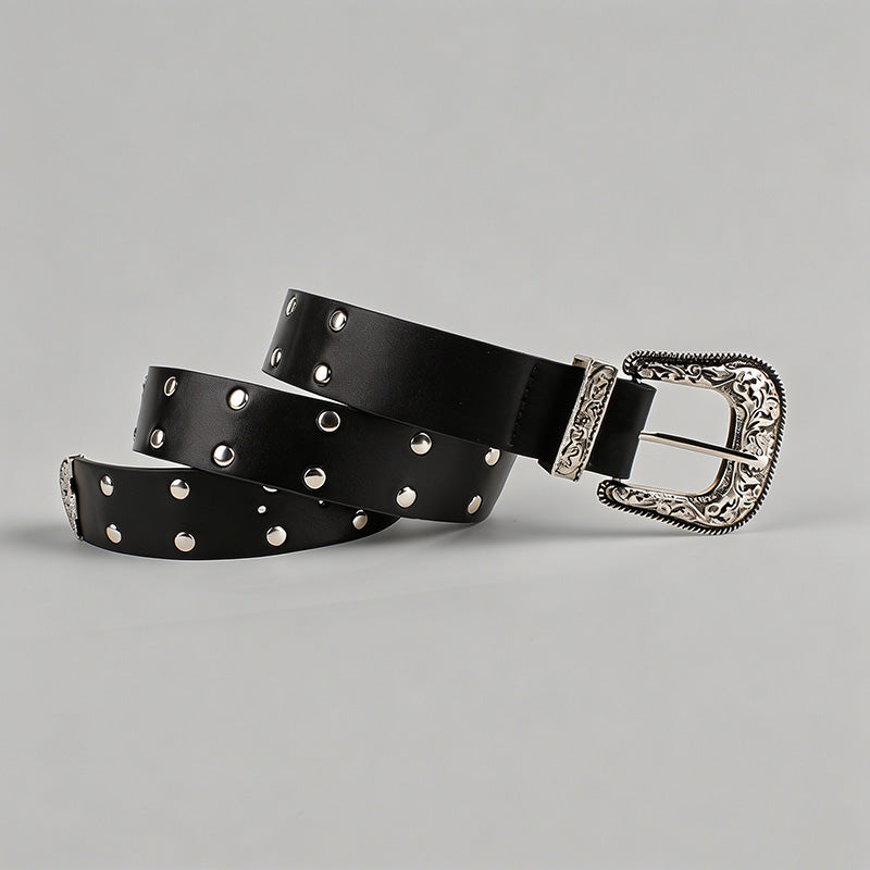 Vintage Engraved Buckle PU Bel - Shopdayla Wholesale - #2290
