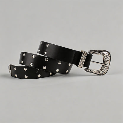 Vintage Engraved Buckle PU Bel - Shopdayla Wholesale - #3186