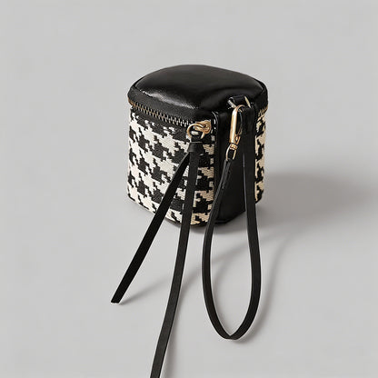 Chic Plaid Mini Cylinder Pouch - Shopdayla Wholesale - #6482