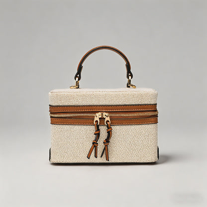 Canvas & Leather Boxy Crossbod - Shopdayla Wholesale - #0338