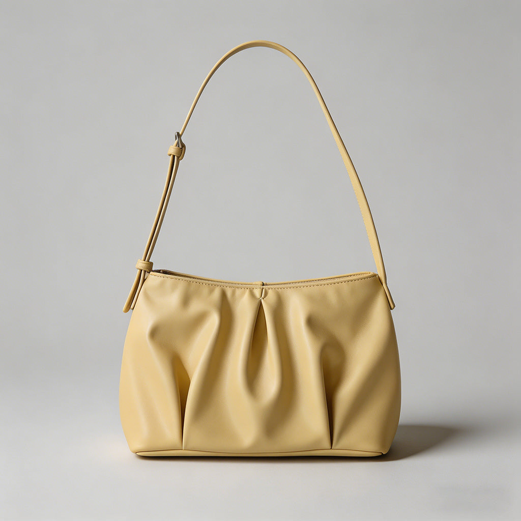 Ruched Faux Leather Shoulder B - Shopdayla Wholesale - #5170