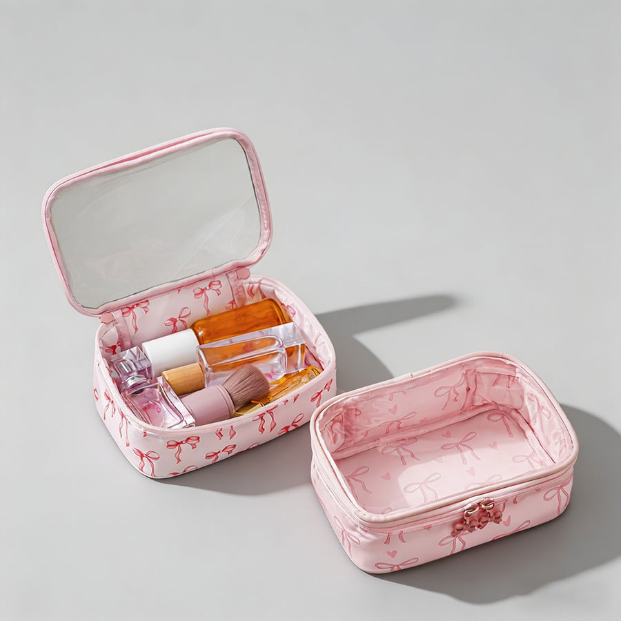 Bow Print Clear Travel Bag - Shopdayla Wholesale - #2098