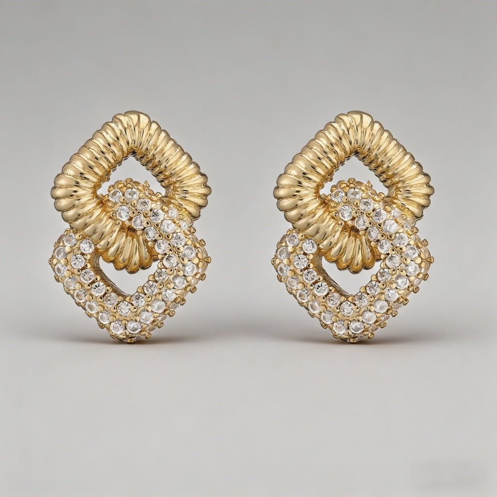 Hoop & Interlock Diamond-Shape - Shopdayla Wholesale - #7202