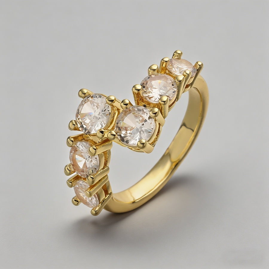 Curved 6-Stone Contour Band Ri - Shopdayla Wholesale - #5090