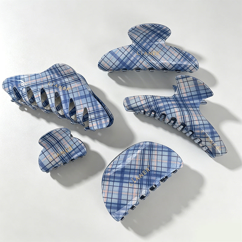 Fresh Blue Plaid Pattern Hair - Shopdayla Wholesale - #7858