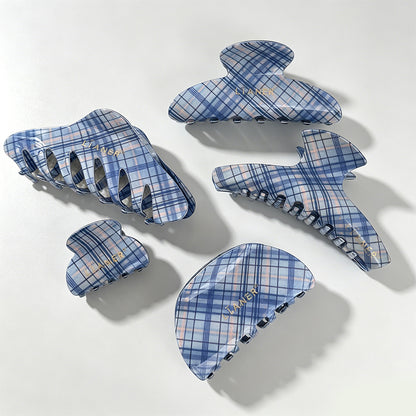 Fresh Blue Plaid Claw Clip