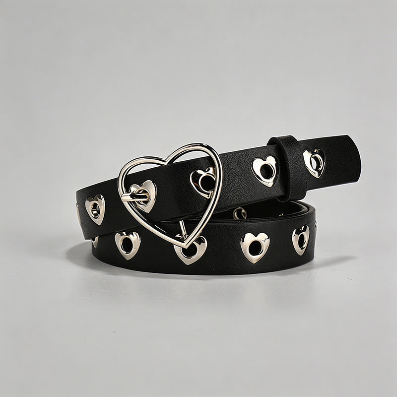 Heart-Shaped Eyelet PU Belt - Shopdayla Wholesale - #6898