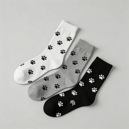 Cute Paw Print Crew Socks - Shopdayla Wholesale - #0114