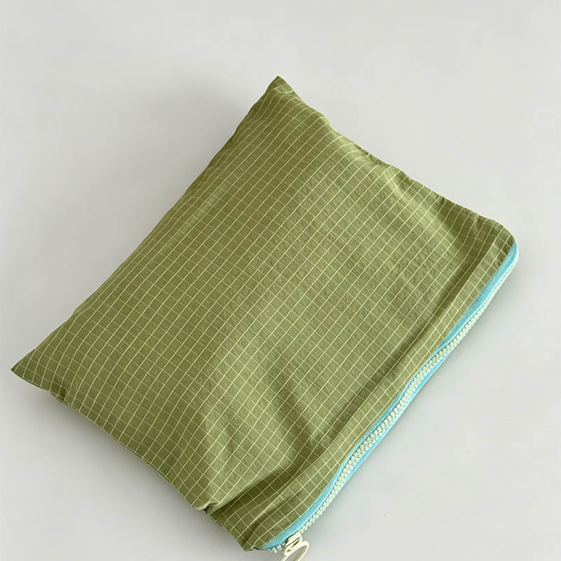 Grid‑Pattern Zipper Storage Po - Shopdayla Wholesale - #8034
