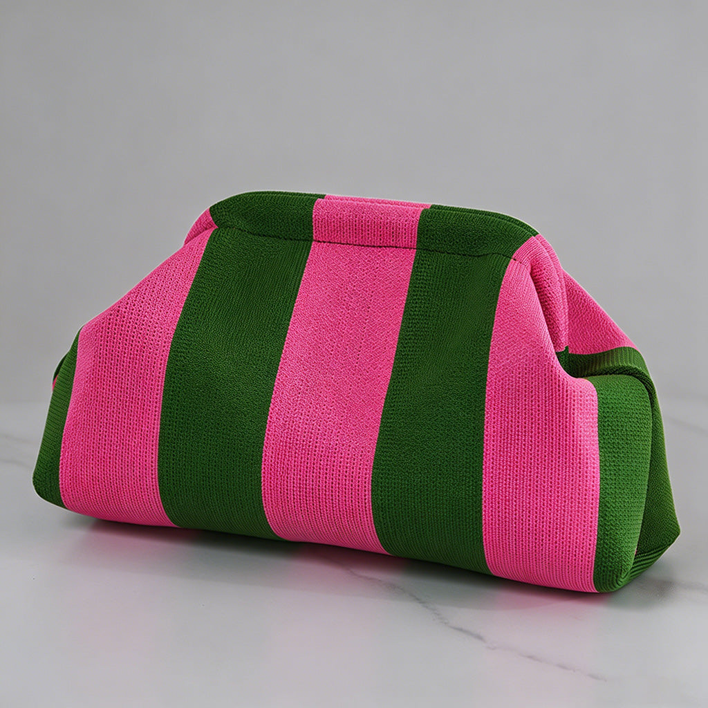 Block Striped Knit Cloud Bag - Shopdayla Wholesale - #0082