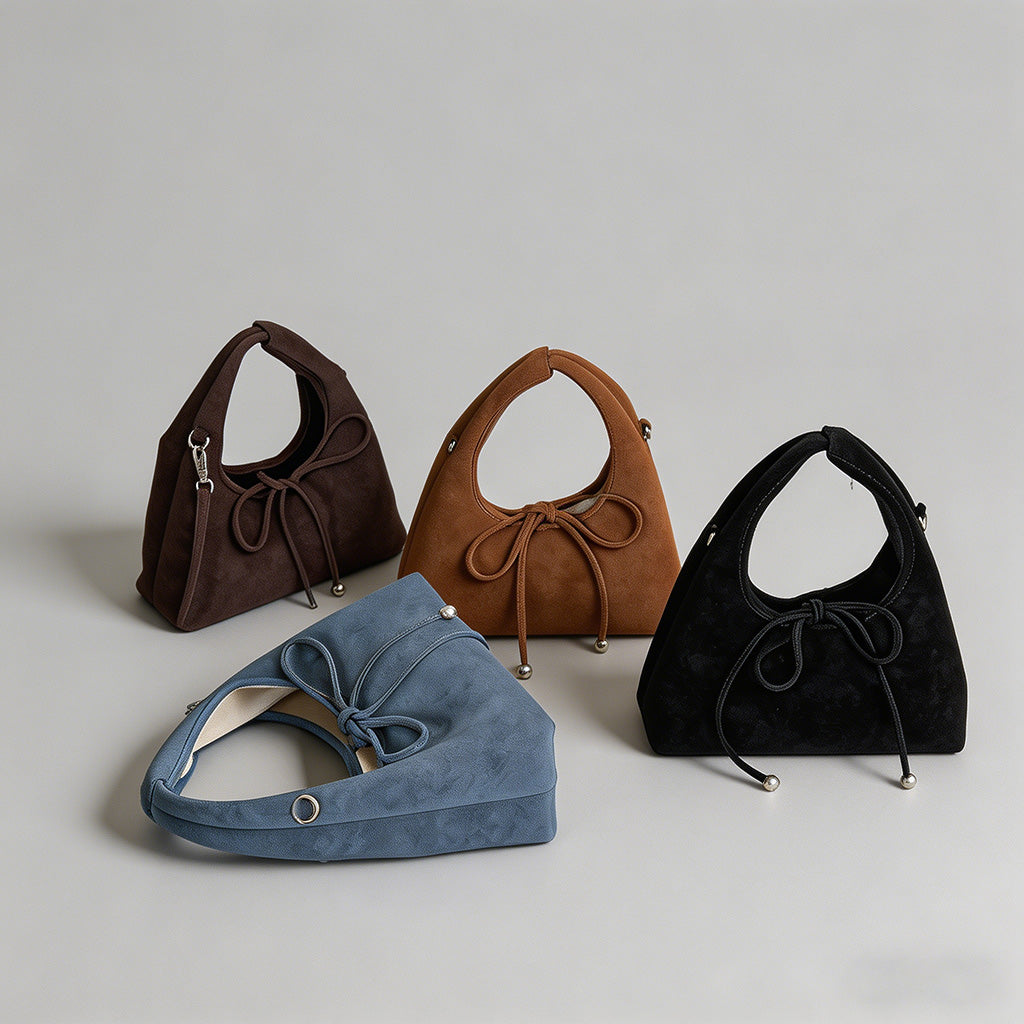 Faux Suede Bow Tie Hobo Undera - Shopdayla Wholesale - #3954