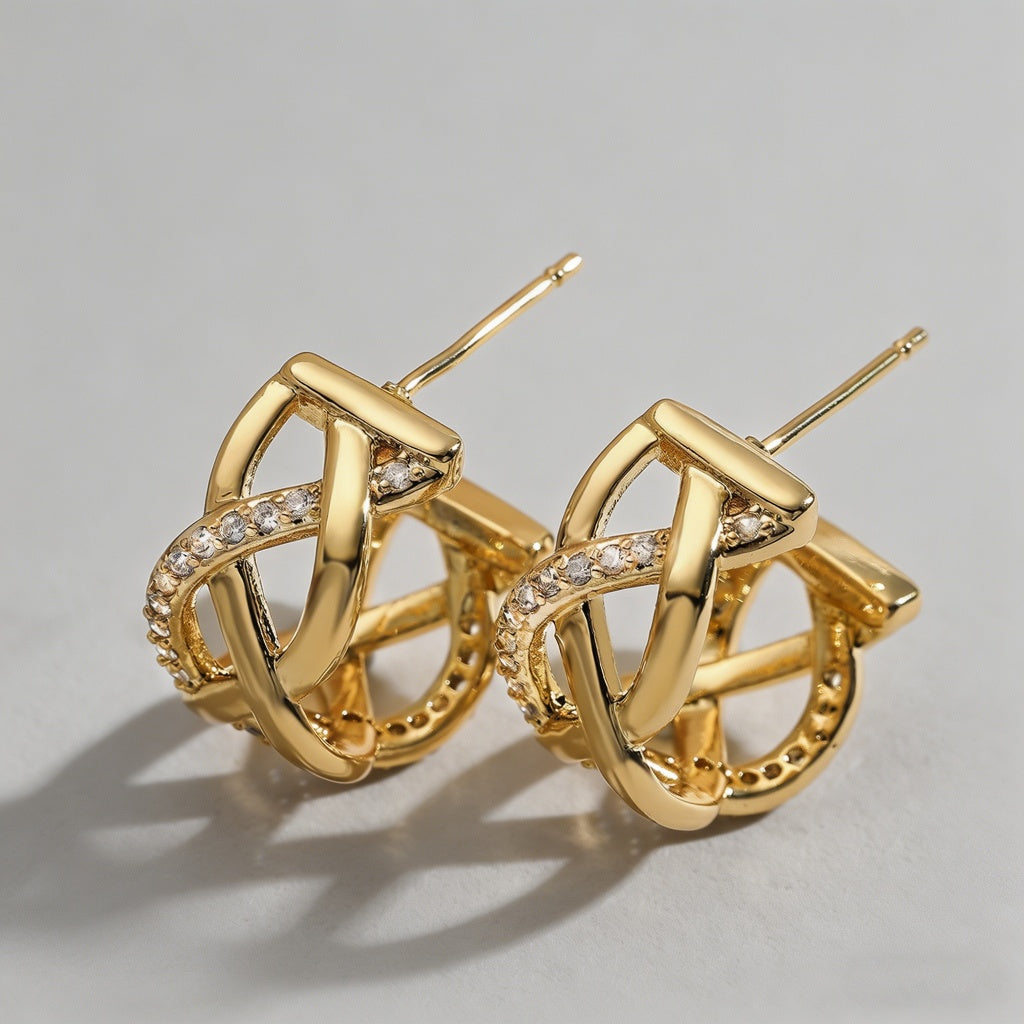 Hoop & Interlock Diamond-Shape - Shopdayla Wholesale - #9970