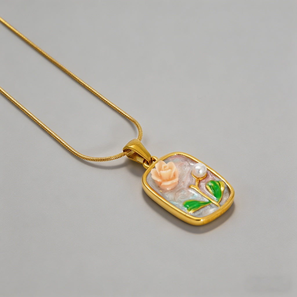 Vintage Enamel Tulip 18K Gold - Shopdayla Wholesale - #3730