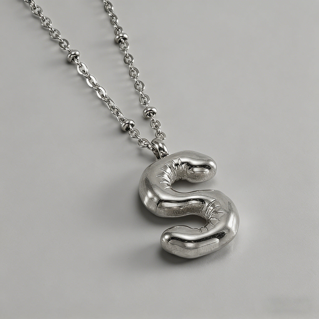 3D Bubble Letter Initial Neckl - Shopdayla Wholesale - #5458