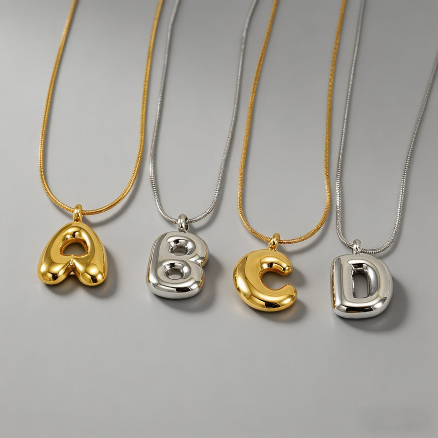 3D Bubble Letter Initial Neckl - Shopdayla Wholesale - #7330