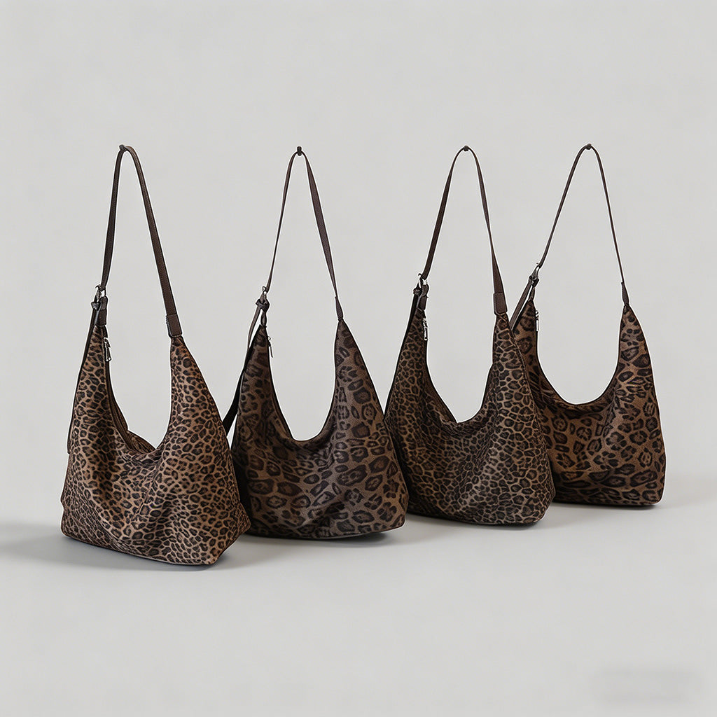 Leopard Print Suede Hobo Bag - Shopdayla Wholesale - #4610