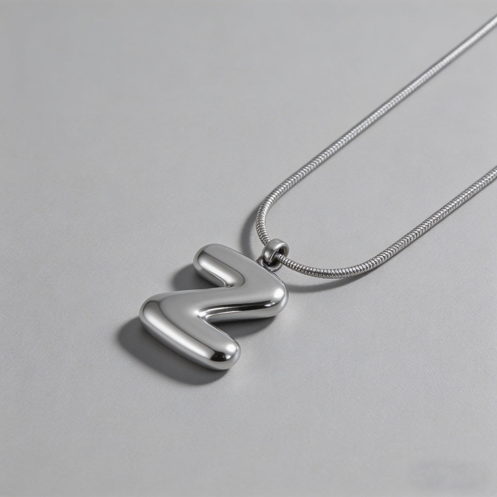 3D Bubble Letter Initial Neckl - Shopdayla Wholesale - #8674