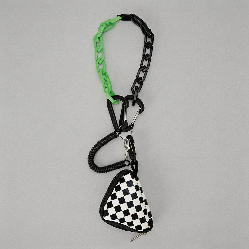 Checkered Triangle Coin Pouch - Shopdayla Wholesale - #5474