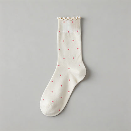 Cute Ruffle Edge Polka Dot Soc - Shopdayla Wholesale - #1090