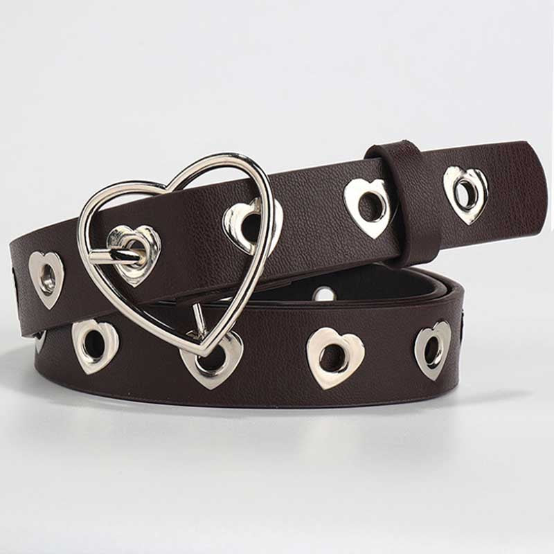 Heart‑Shaped Eyelet Leather Be - Shopdayla Wholesale - #7490