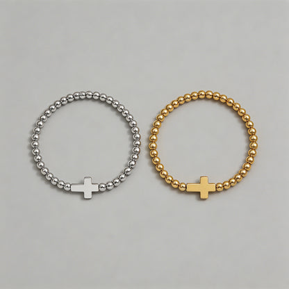 Cross Beaded Stretch Bracelet - Shopdayla Wholesale - #8498